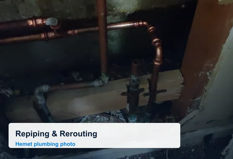 Repiping and water line rerouting wall access in Hemet