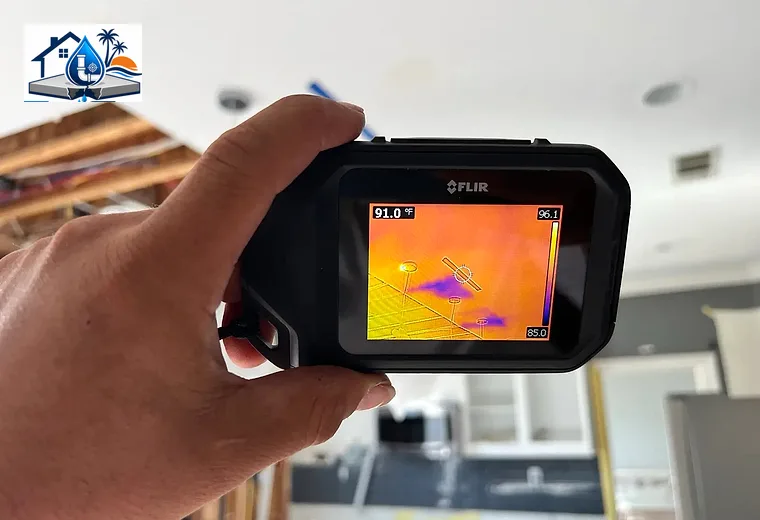 Thermal imaging slab leak detection equipment for San Jacinto homes
