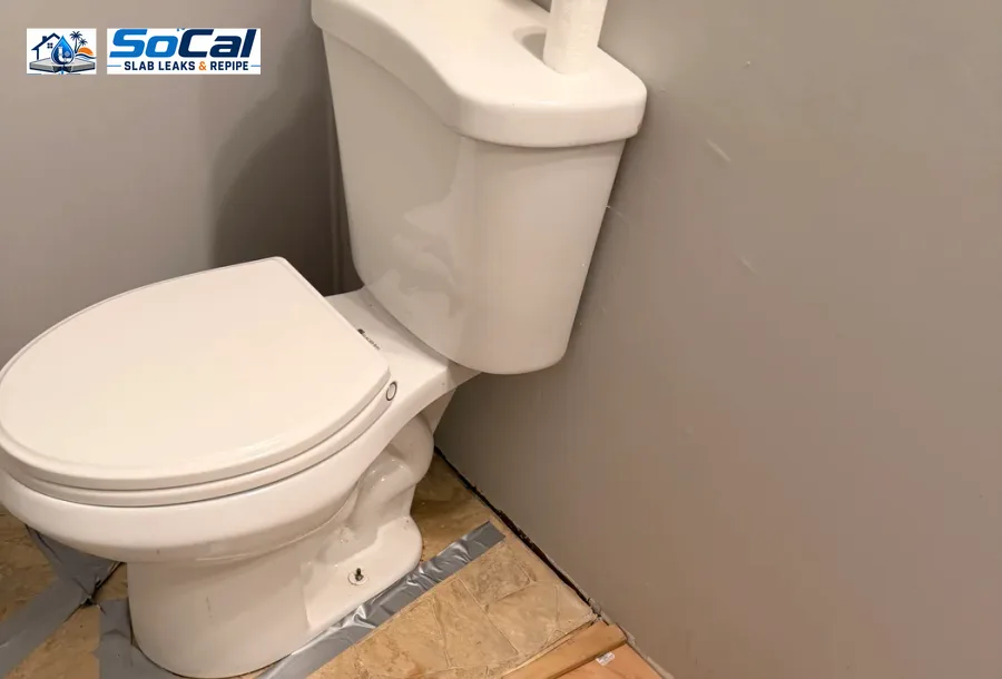 Toilet Installation photo for Beaumont homeowners showing small plumbing repair documentation