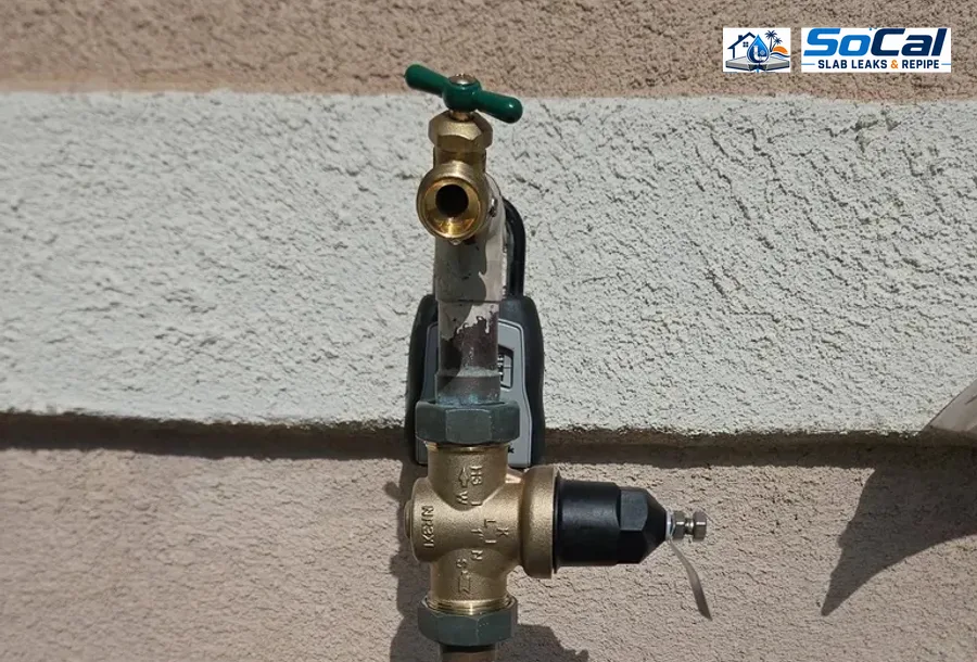 Exterior hose bib and wall faucet connection for hose bib replacement planning